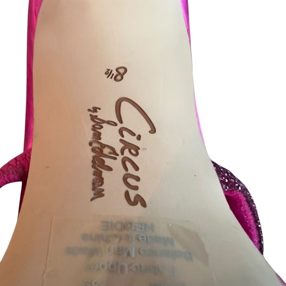 Circus NY by Sam Edelman Heddie Strappy Rhinestone Flare Heel Mules Pink SZ 8.5 - Picture 6 of 7